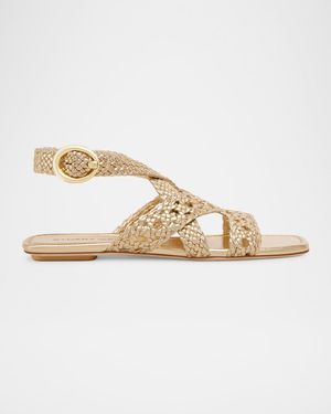 Thea Metallic Braided Slingback Sandals