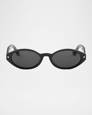 DiorPacific R1I Logo-Print Oval Sunglasses