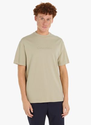 Calvin Klein - Tee-shirt col rond en coton - Taille XL - Beige