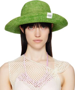 Ruslan Baginskiy Green Straw Bucket Hat