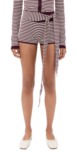 Seven Wonders Mischief Knit Hot Shorts Wine Stripe XL