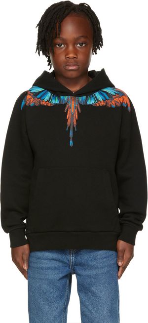 Marcelo Burlon County of Milan Kids Black Travel Wings Hoodie