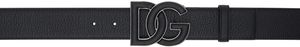 Dolce&Gabbana Ceinture noire en cuir de veau gaufré façon cerf