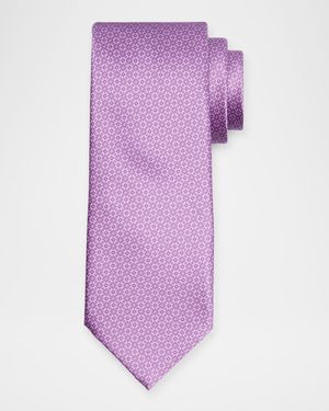 Men's Tonal Geometric Silk Tie