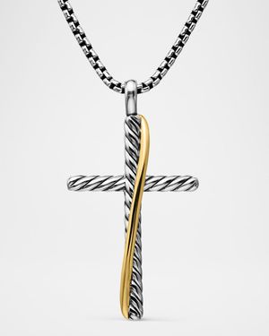 Crossover Cross Necklace w/ 18k Gold