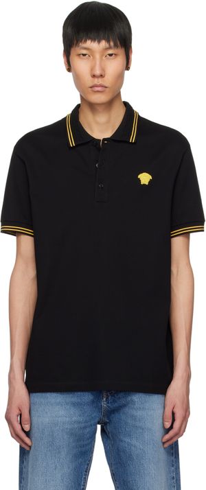 Versace Polo noir à logo Medusa