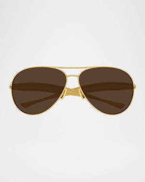Curved Metal Aviator Sunglasses
