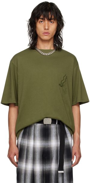 LU'U DAN Khaki Embroidered T-Shirt