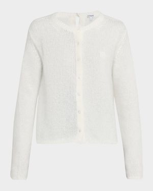 Mohair Double Button Crewneck Cardigan