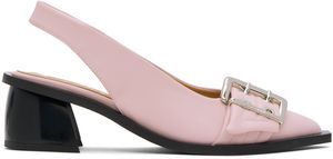 GANNI Pink Feminine Buckle Slingback Heels