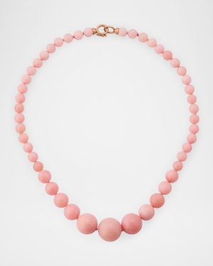 Pink Opal Beaded Necklace with 18K Rose Gold Clasp