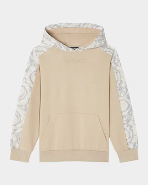 Boy's Logo-Print Hoodie W/ Barocco-Trim, Size 8-14