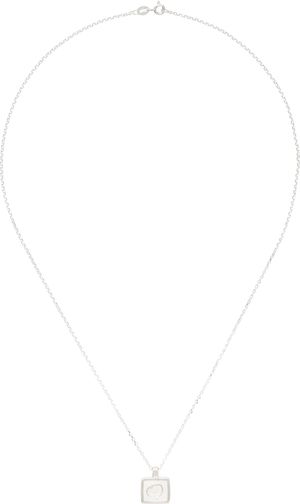 Ellie Mercer Silver & White Square Island Pendant Necklace