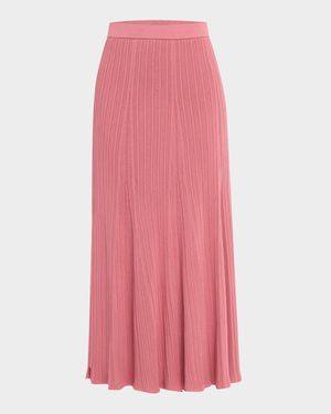 Flared Ribbed Soft Knit Midi Skirt