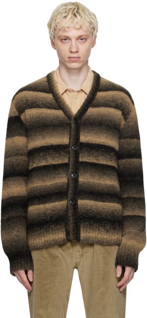 Paul Smith Cardigan brun à rayures dégradées