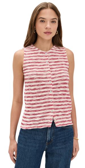 Madewell Crew Neck Sweater Vest In Stripe Festival Red XS
