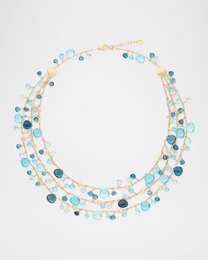 18K Yellow Gold Mixed Topaz Three-Strand Necklace