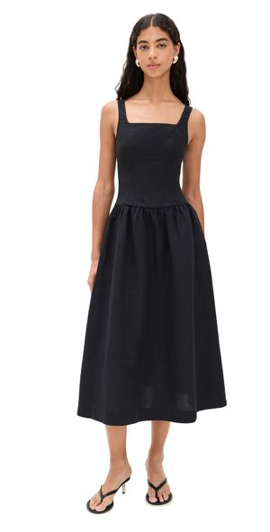 ALIGNE Rosia Linen Midi Dress Black 10
