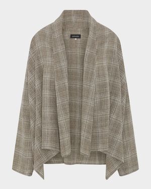 Wide A-Line Scrunch Shawl-Collar Jacket (Mid Plus Length)