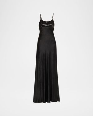 Bead & Sequin Washed Twill Slip Gown