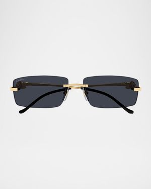 Rimless Metal Rectangle Sunglasses