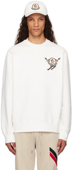 Moncler White Appliqué Sweater