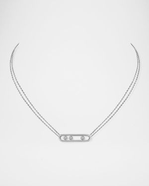 MOVE CLASSIC 18K WHITE GOLD 3 DIAMOND NECKLACE