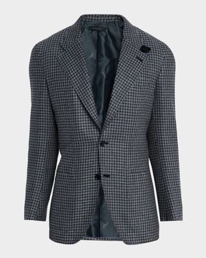 Men's Silk and Wool Mix Houndstooth Sport Coat
