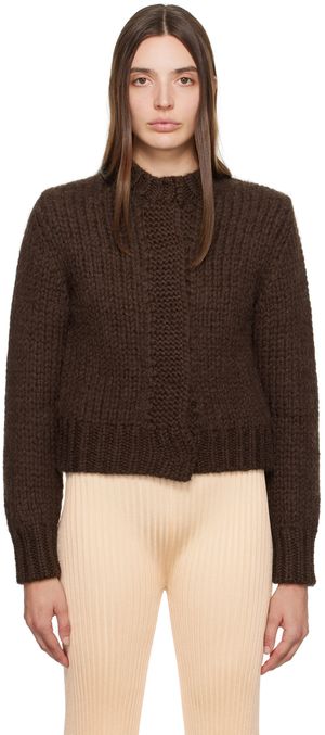 Jil Sander Brown Press-Stud Cardigan