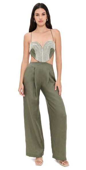 Andres Otalora Zinnia Jumpsuit Olive Green 2
