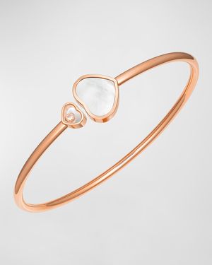 Happy Hearts 18K Rose Gold Mother-of-Pearl Diamond Bracelet, Size Small