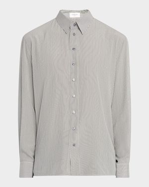 Men's Micro-Striped Silk Sport Shirt