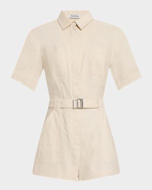 Aspen Belted Short-Sleeve Romper