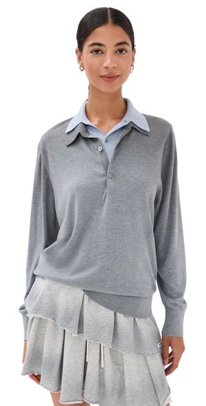 Acne Studios Silky Wool V-Neck Sweater Sky Blue/Light Grey Melange M