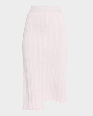 Asymmetric Fine Ribbed Cotton Skirt
