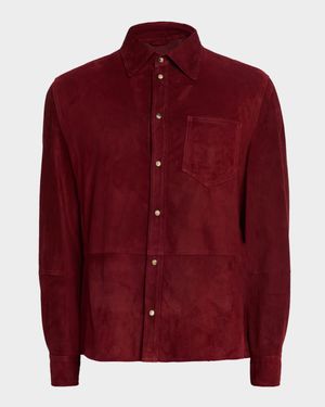 Men's Leather Snap-Front Shirt with Pocket