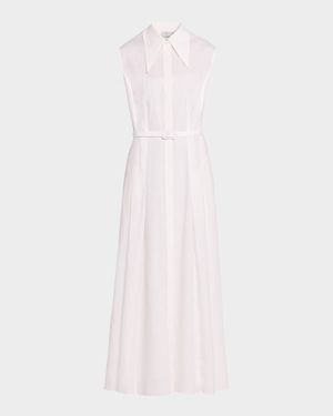 Durand Sleeveless Belted Linen Midi Shirtdress