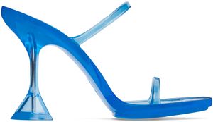 Amina Muaddi Blue Brito Slipper Heeled Sandals
