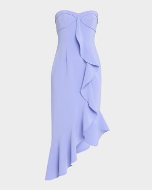Iris Strapless High-Low Crepe Midi Dress