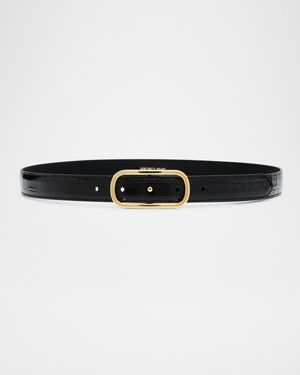 Loop Croc-Embossed Belt