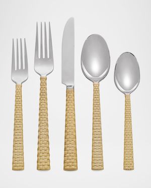 5-Piece Palm Golden Flatware Place Setting