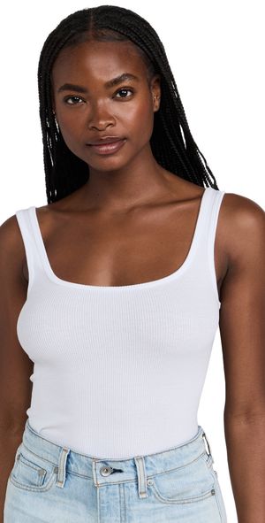rag & bone The Essential Rib Scoop Neck Tank White XL