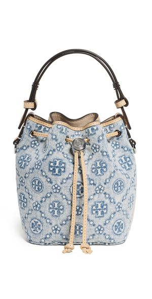 Tory Burch T Monogram Denim Mini Bucket Bag Powder Blue One Size