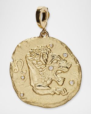 18K Yellow Gold Of The Stars Coin Pendant, Leo