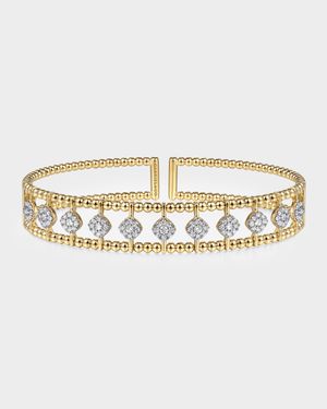 14K Yellow Gold Bujukan Diamond Cuff Bangle
