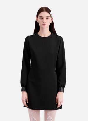The Kooples - Robe courte col rond boutonnée en crêpe - Taille 4 - Noir