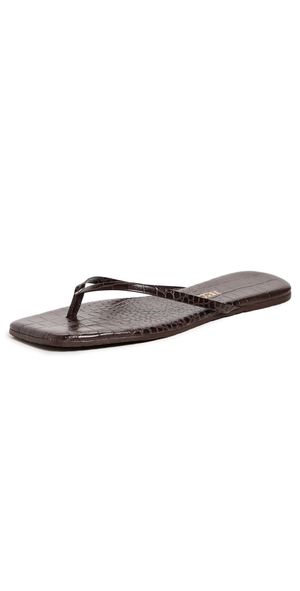 TKEES Square Toe Lily Flip Flops Carob Croc 6