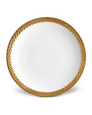 Corde Dinner Plate, White/Gold