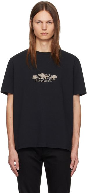 Maison Kitsuné Black Outdoor Profile Fox Comfort T-shirt