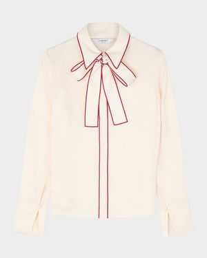 Elisa Tie-Neck Crepe Blouse